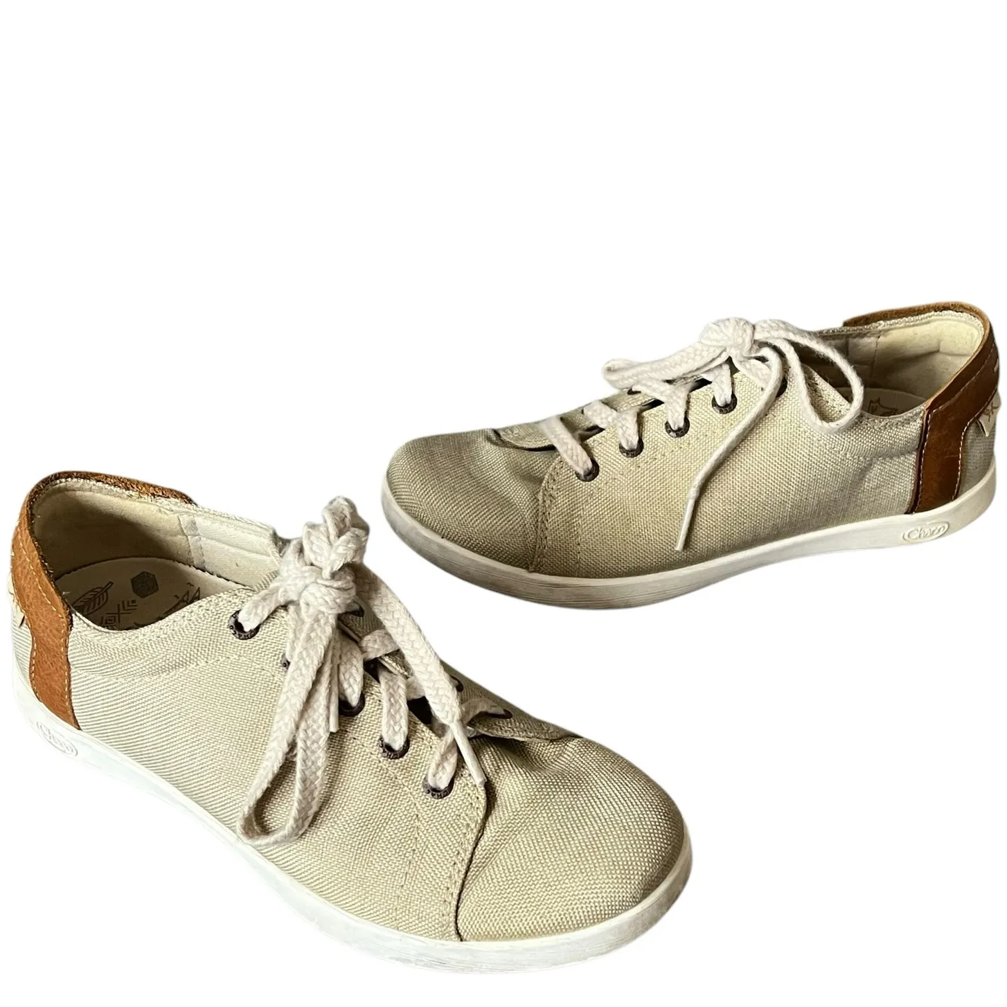 Chaco Ionia Sneakers Womens 6 Tan Canvas Lace Up Shoes Performance Outdoors - Image 2