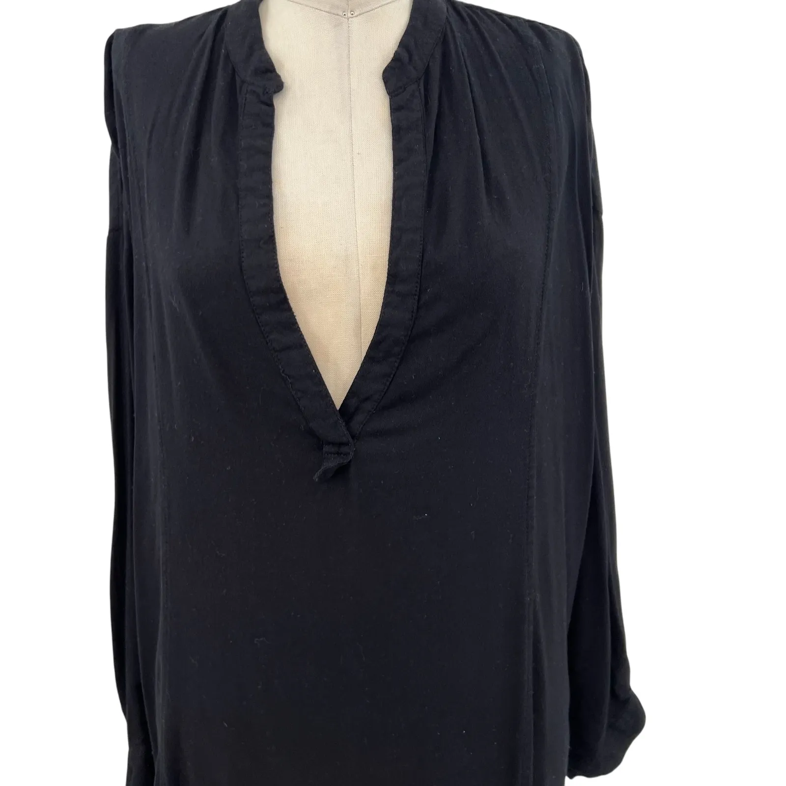 Mikoh Cannes Tunic Cover Up‎ Top V-Neckline Long Sleeve Black Size 3 Large - Image 4