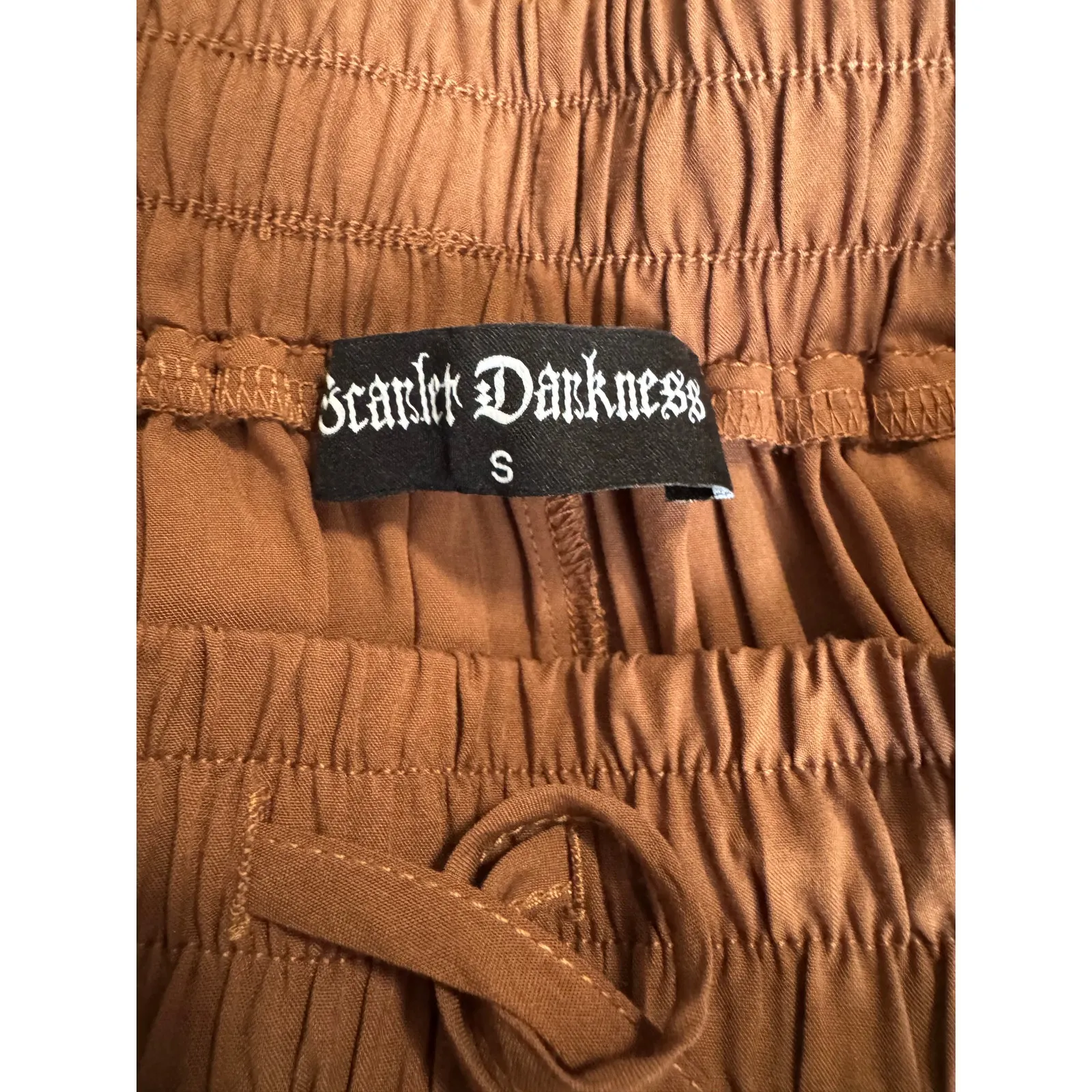 Scarlet Darkness Ren Faire Maxi Skirt with Tassel Tie & Lace Hem Brown(S) Brown - Image 4