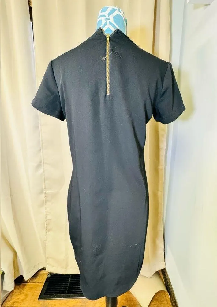 ADRIENNE VITTADINI Women’s Size 2 Dress Shift Short Sleeve Black Mini - Image 2