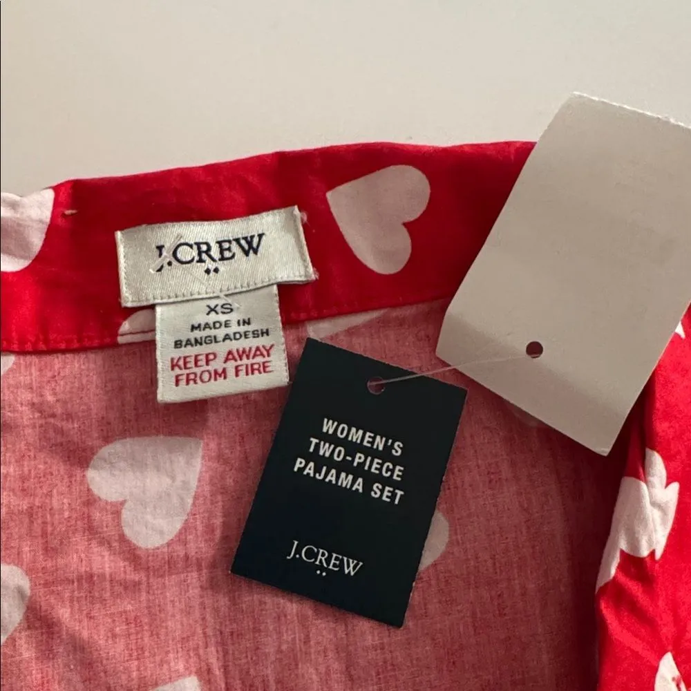 J. Crew Red Heart Print Pajama set NWT - Image 4