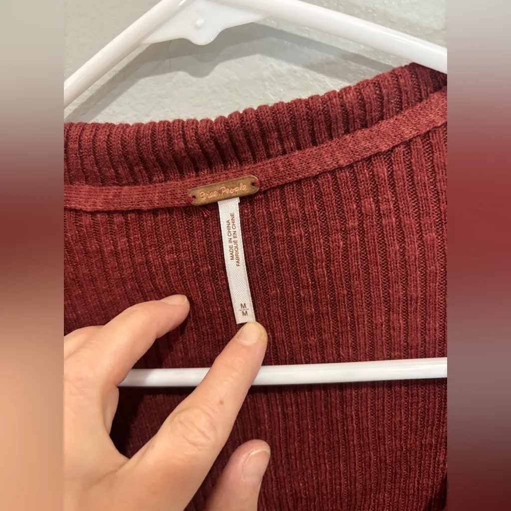 Free People Ella Button-Up Sweater Cardigan Russet Acorn Womens M - Image 13