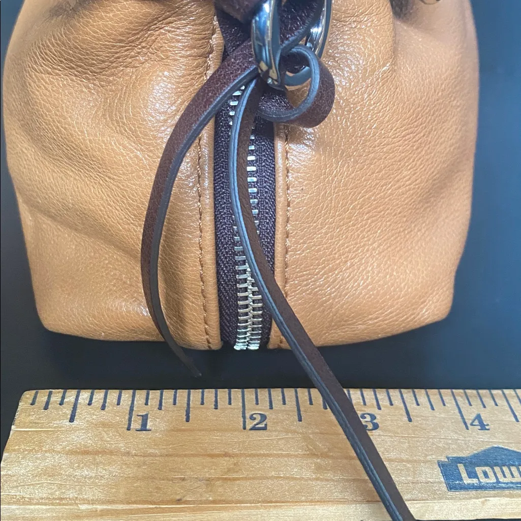 Francesco Biasia Leather Zip Stud Strap Purse Caramel Chocolate Orange - Image 16