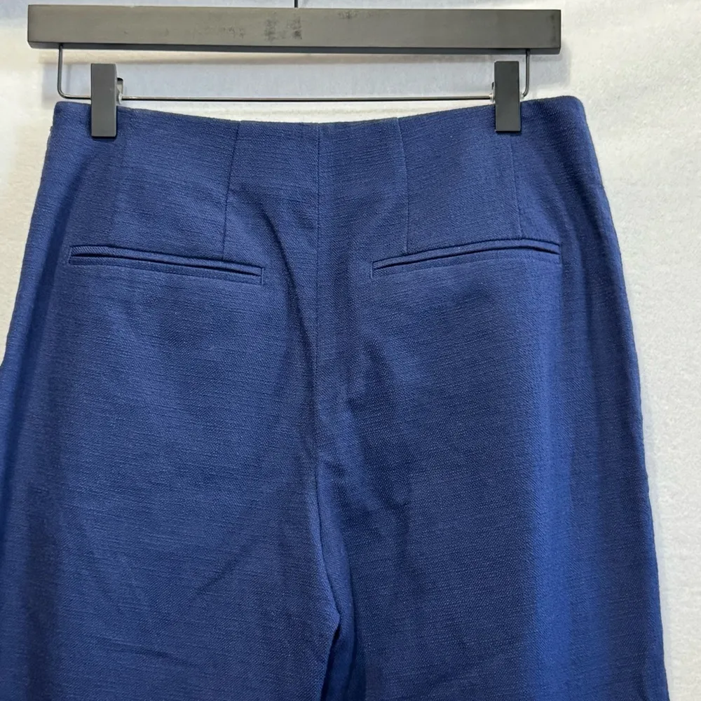 Club Monaco Cigarette Cropped Ankle Pants Navy Blue Women's Sz 4 Side Zip Pocket - Image 8