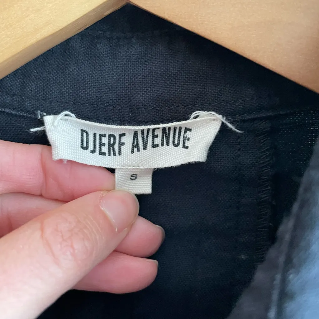 Djerf Avenue Breezy Shirt Black Size Small Organic Cotton Boxy Fit - Image 2