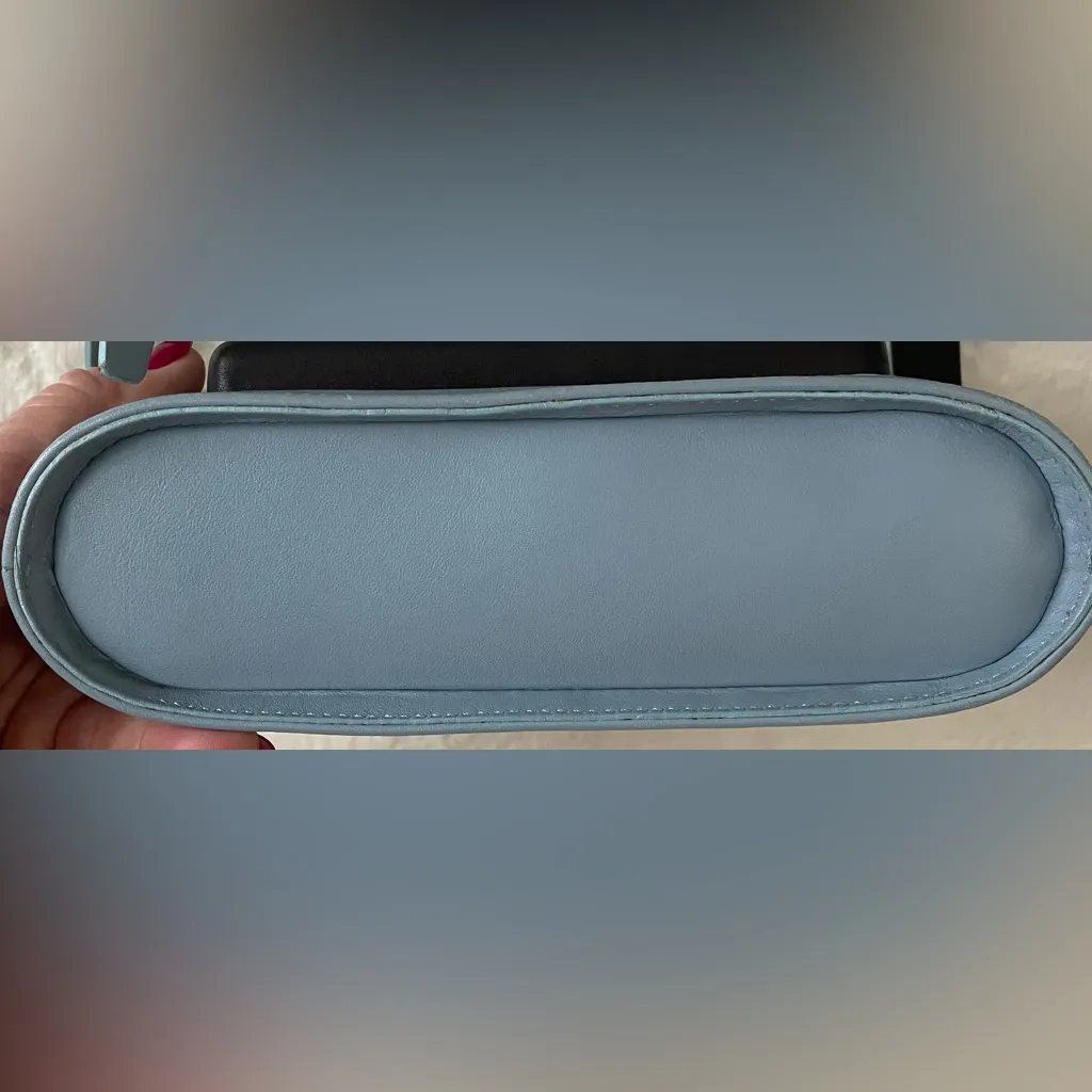 Mary Katrantzou Blue/Yellow Velvet Leather Colorblock MVK Crossbody/Shoulder Bag Blue - Image 7