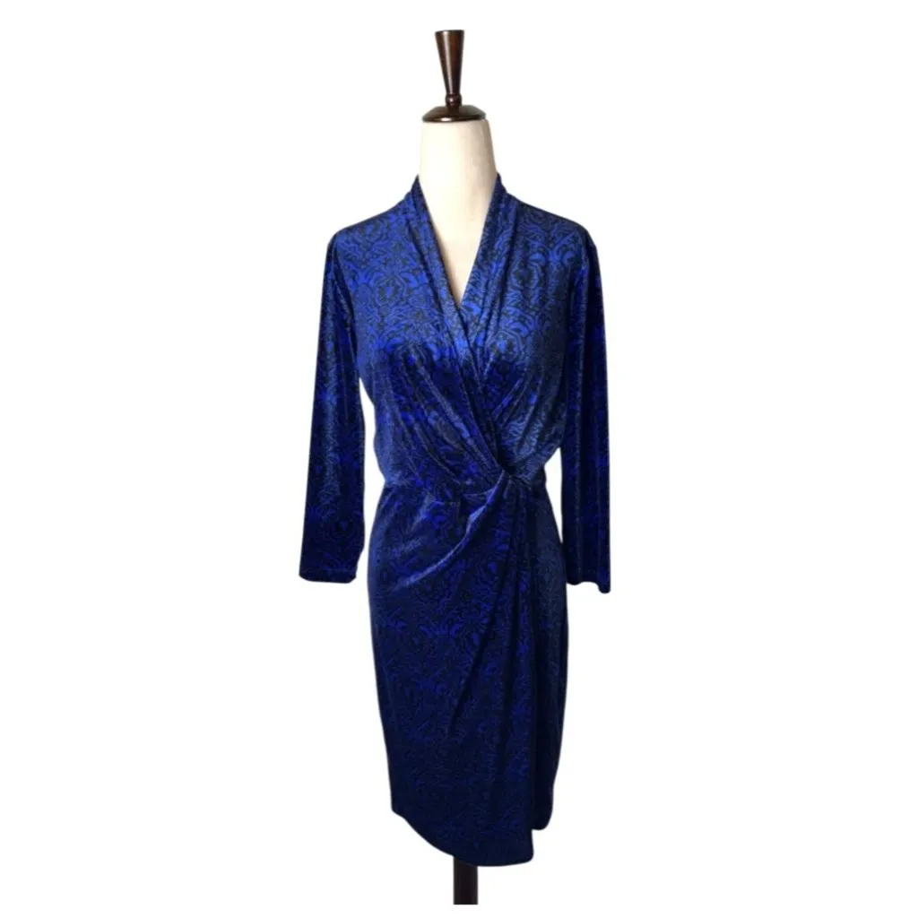 J Mclaughlin Dress Women‎ Small Blue Twinkling Lights Lillian Velour Luxury - Image 2