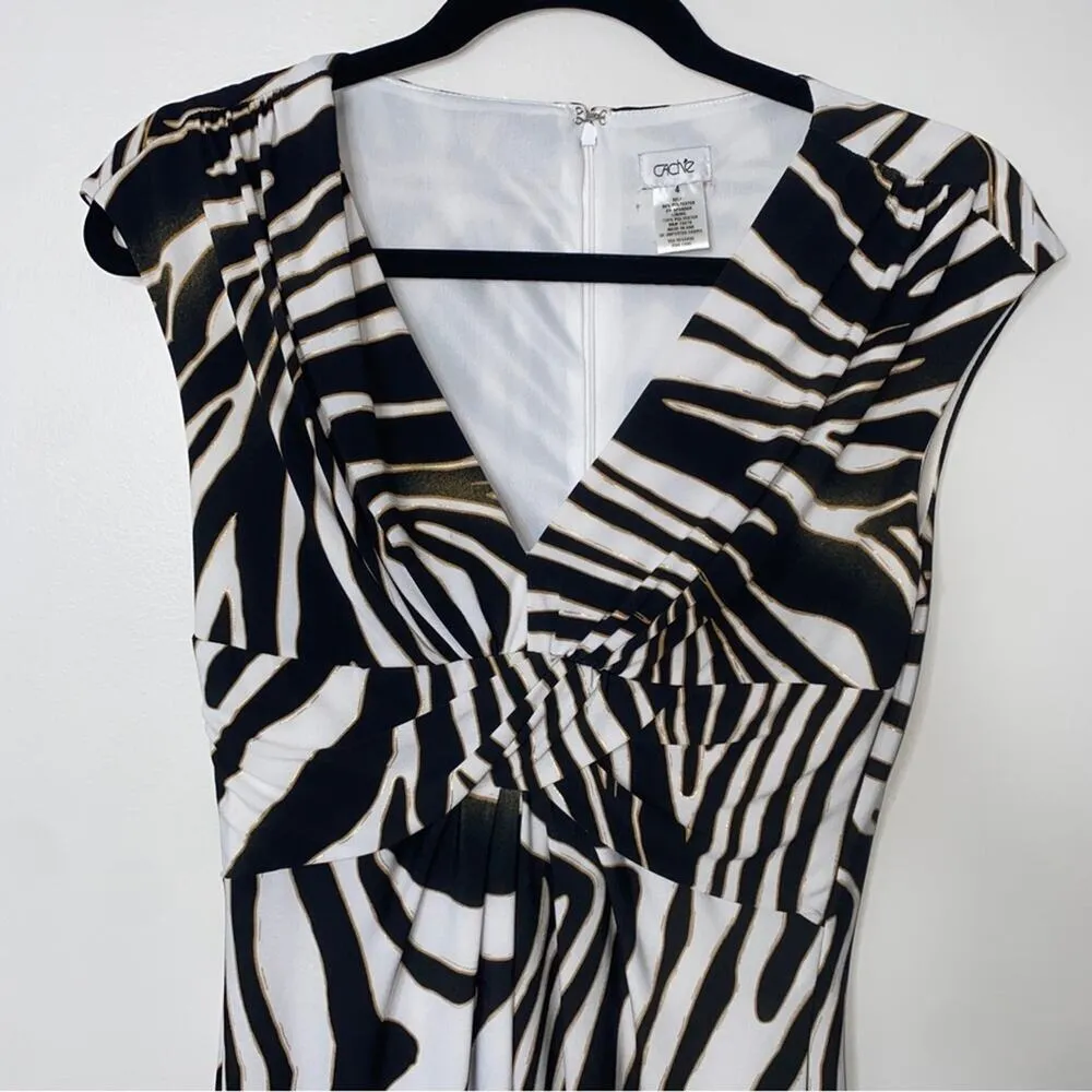 Vintage 90s y2k Cache Animal Zebra Print Sleeveless V-neck Mob Wife Mini Dress 4 - Image 3