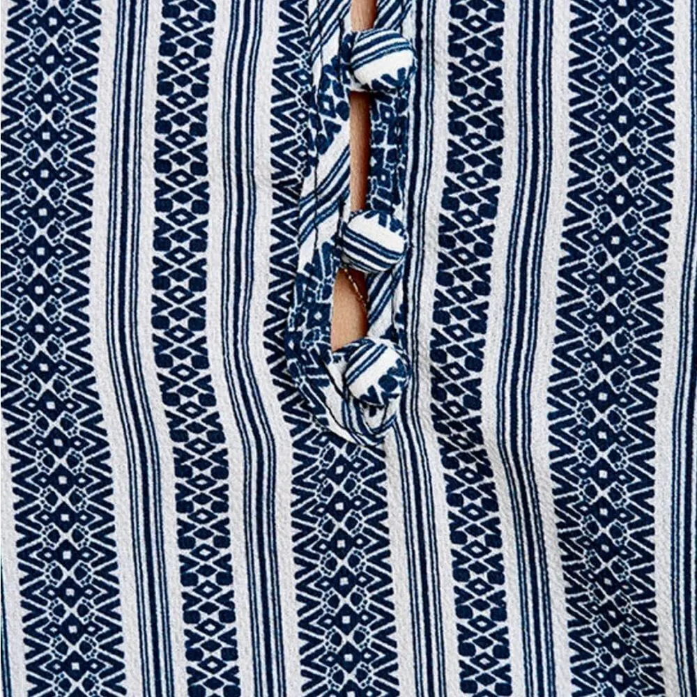 Lulus Sandy Shore Navy Blue Print Long Sleeve Top - Image 7