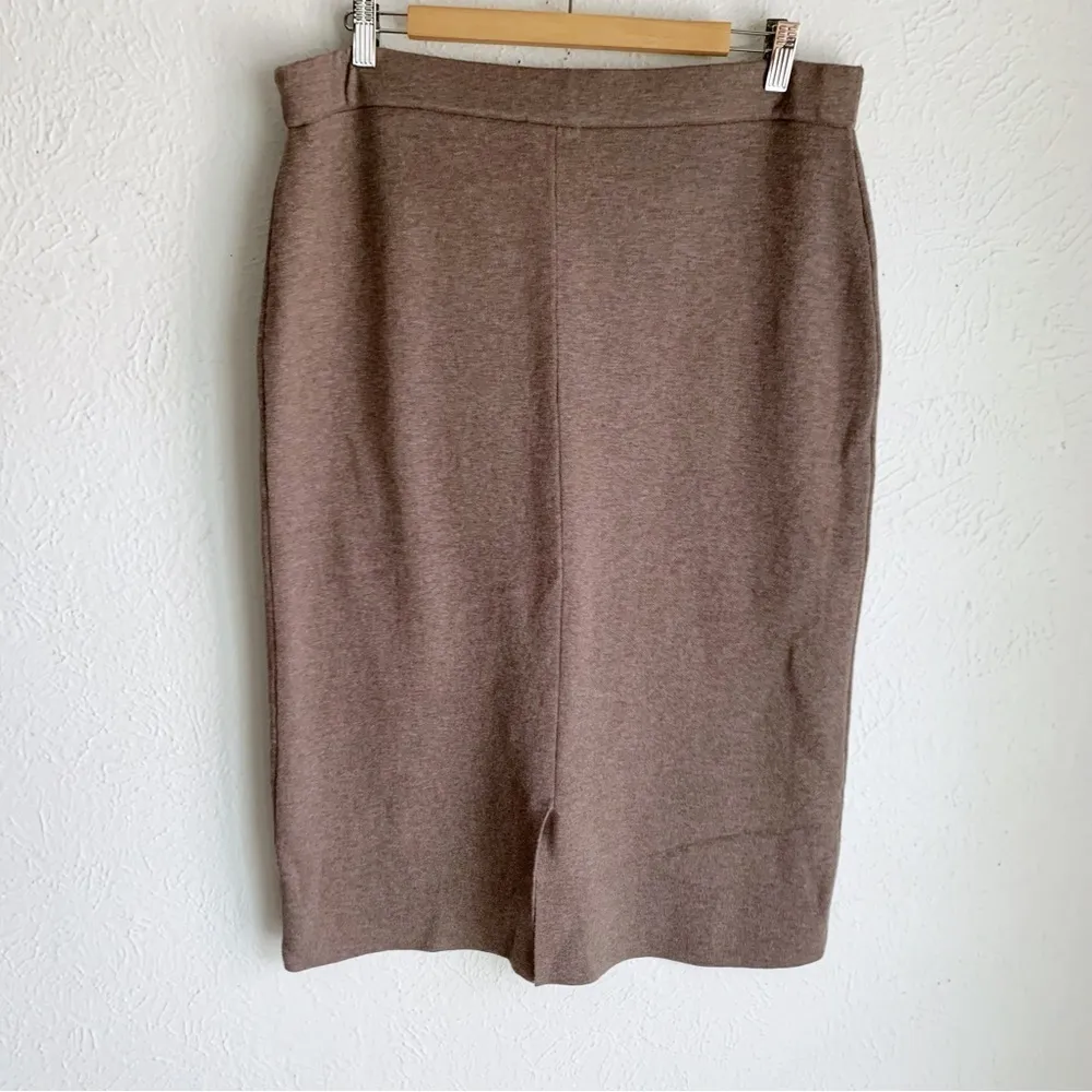 J. Jill Knit Pencil in Mocha Heather Brown Cotton Blend Pull-on Skirt Large Tall - Image 2