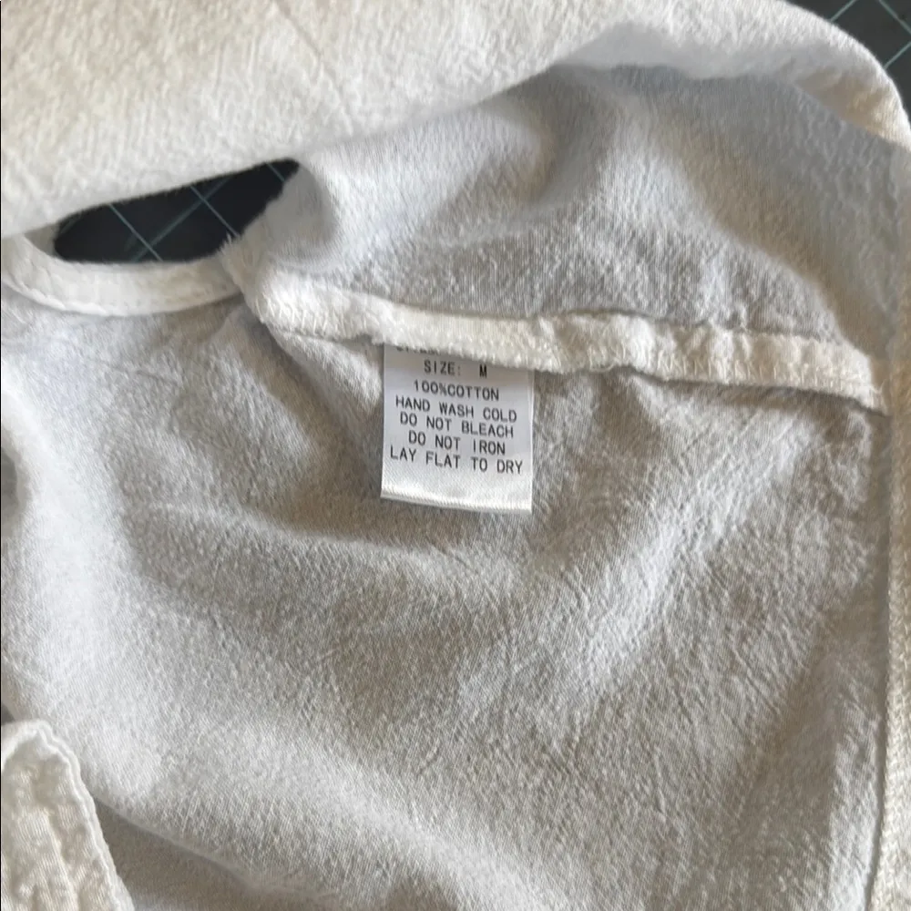 White Cap Sleeve Polo Collar Crop Top Size M - Image 5