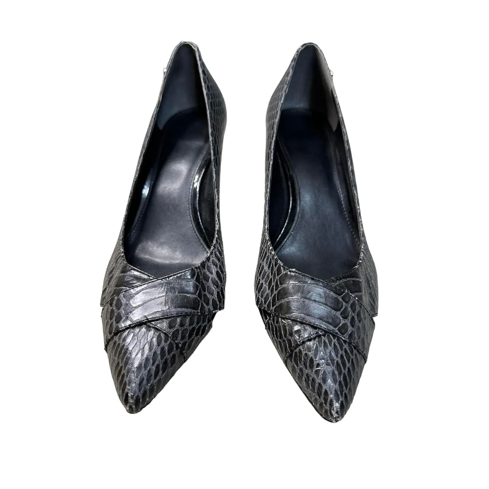 Calvin‎ Klein Size Tasha Women's Black Snakeskin Pointed Toe Pump Heels 8.5 - Image 4