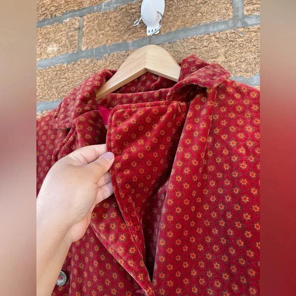 Todd Oldham Jeans 90s vintage velvet coat small Red - Image 7