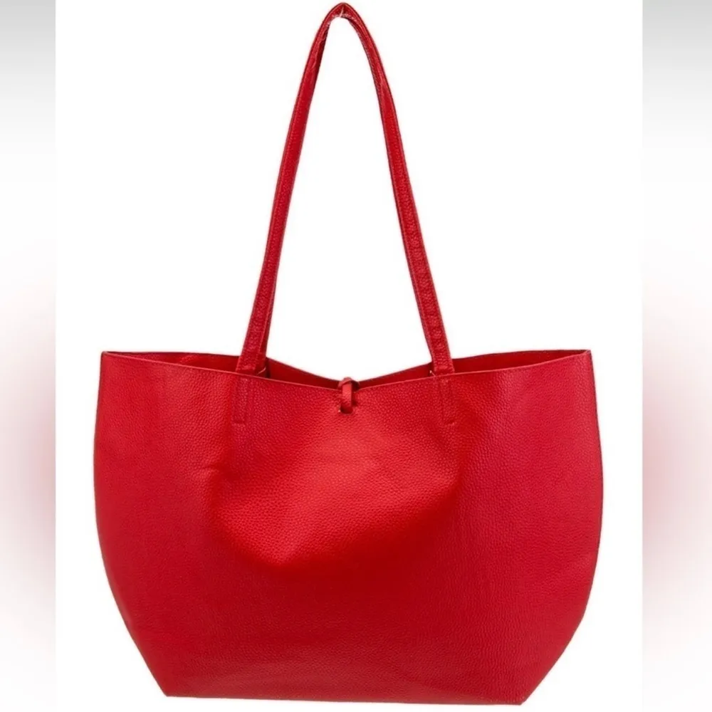 NWT Badgley Mischka Decorative Chain Pebbled Tote - Red - Image 3