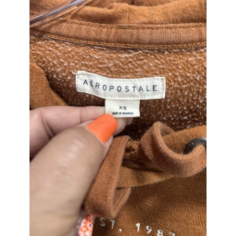 Aeropostale Burnt Orange‎ Hoodie Sweatshirt Size XS Long Sleeve Embroidered Logo - Image 3