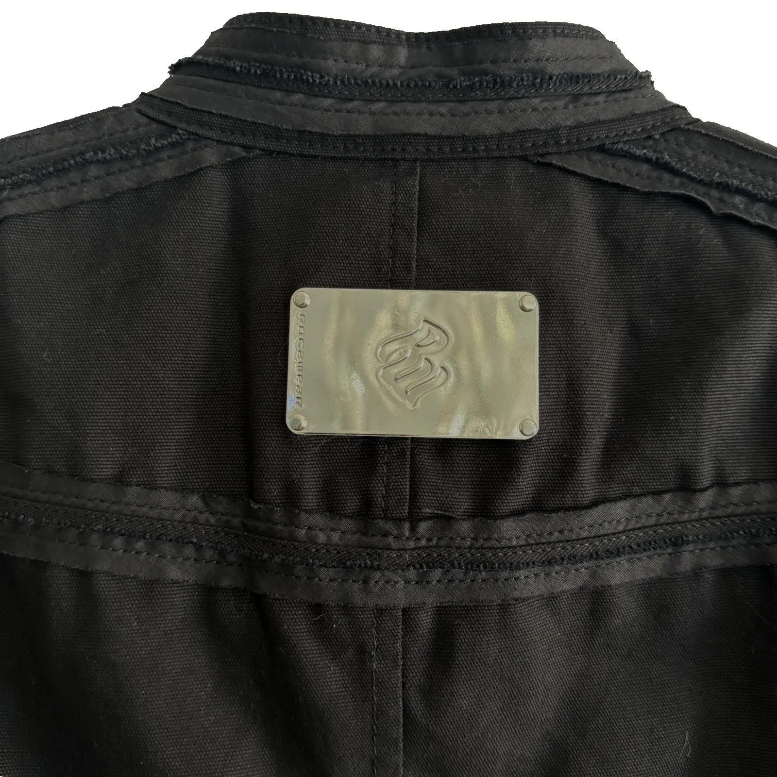 VTG Y2K Punk Moto Blazer Jacket Women S M Crop Emo Military Soutache Rocawear - Image 8