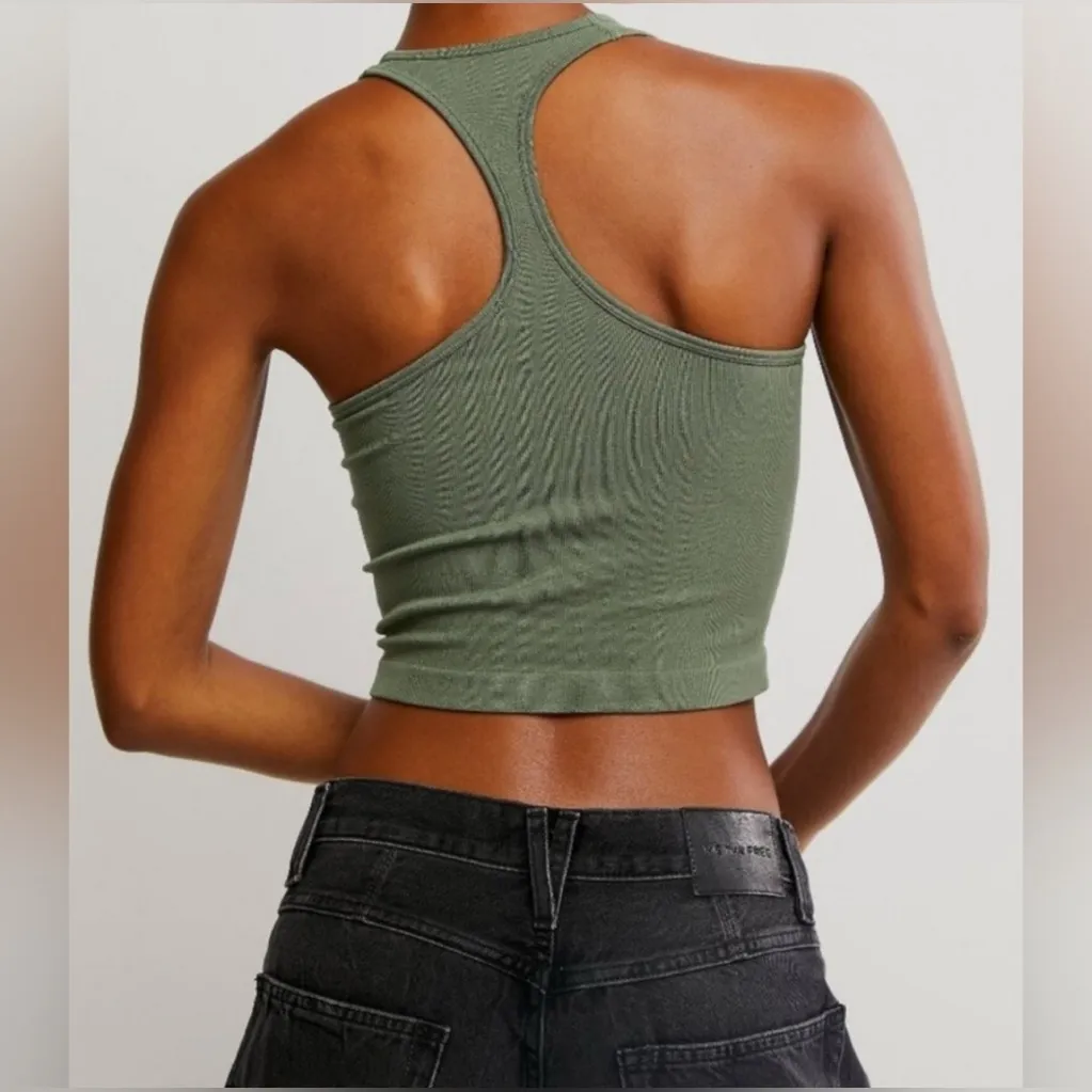 Free People Hayley Crew Neck Racerback Knit Crop Top Tank Ribbed SzXS/S - Image 4