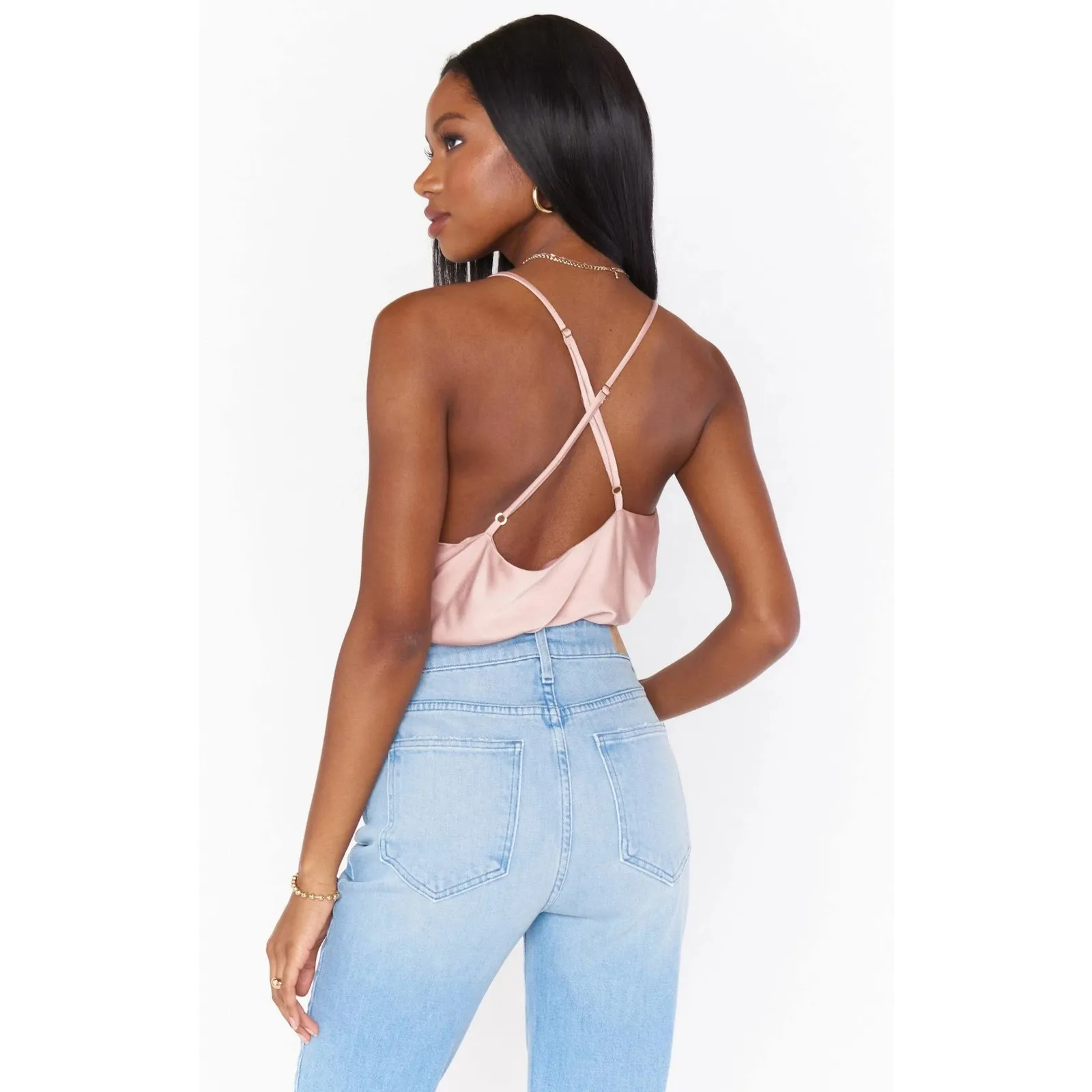Show Me Your Mumu Diane Bodysuit in Rose Gold Luxe Satin S - Image 10
