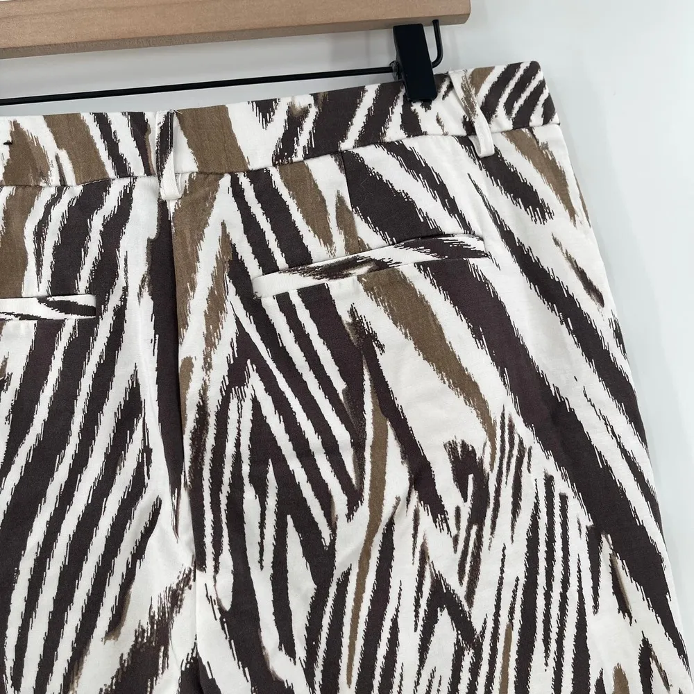 CHICO'S Pants Size 8 So Slimming Cropped Crop Animal Print Zebra Cuffed Brown - Image 9