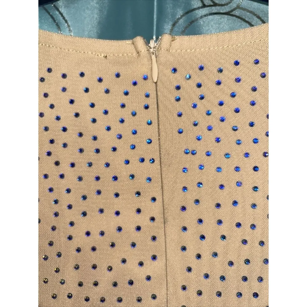 Haute Monde Dress Large. Tan With Ombré Jewels. EUC. - Image 7