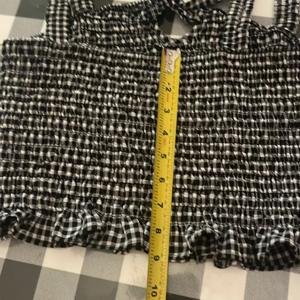 Sienna Sky Women’s Gingham Smocked Black and White Top size Large Size Large - Image 7
