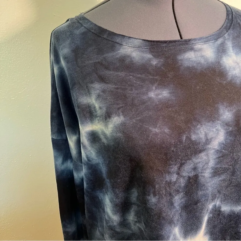 Jenni Intimates Cropped Sweatshirt Navy Tie Dye - Image 3