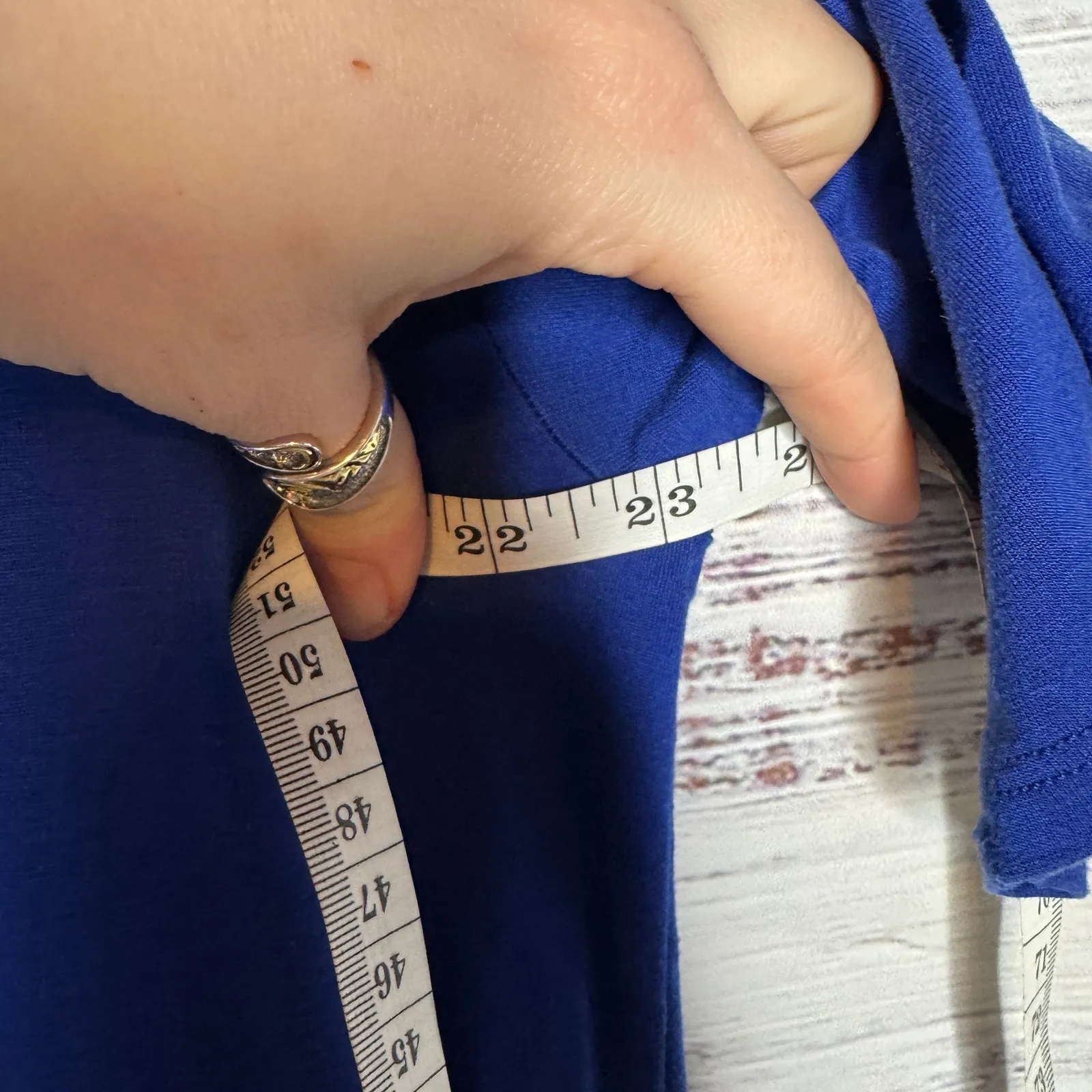 Eileen Fisher Blue Short Sleeve Stretch Jersey Dress Women’s Large L - Image 4