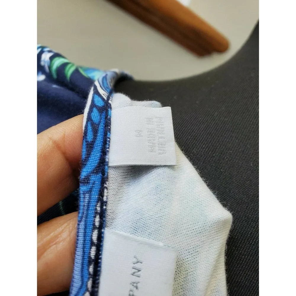 NewYork & Co. Women Blue Floral Cotton BoatNeck Short Sleeve Knee Length Dress M Size M - Image 8