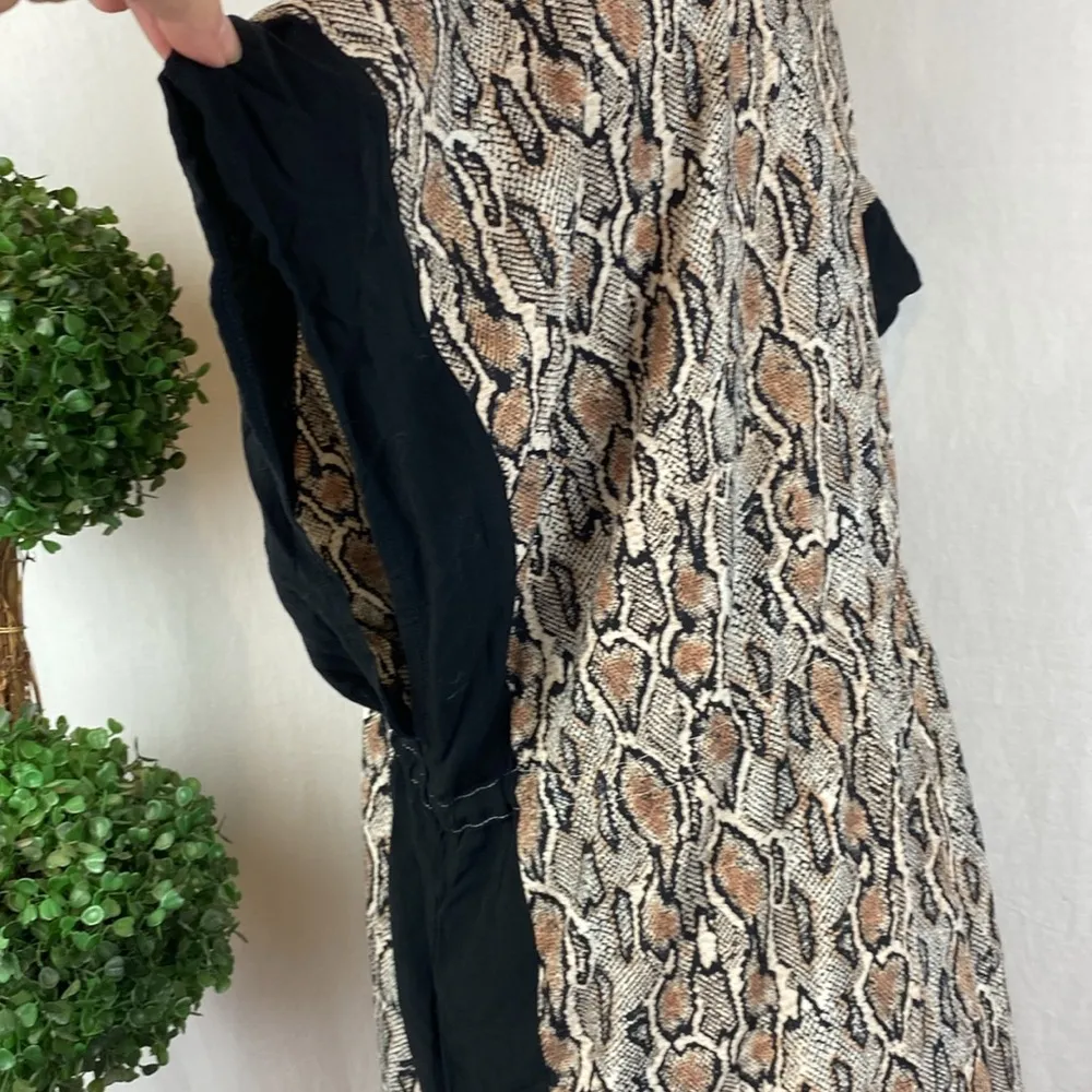 Jessica Simpson Animal Print Midi Plunge Side Slit Swim Cover Tunic Dress M - Image 4