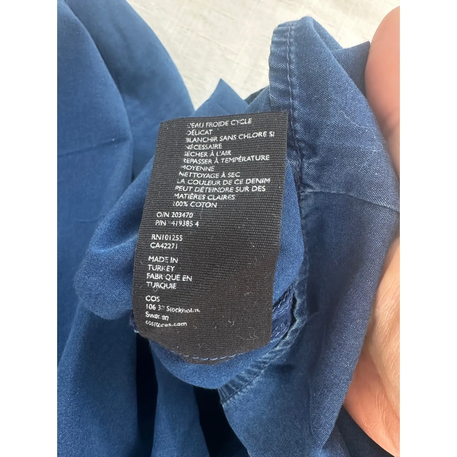 COS Women's Blue Cotton Casual Mini Dress Short Sleeve Minimalist US‎ 4 - Image 4