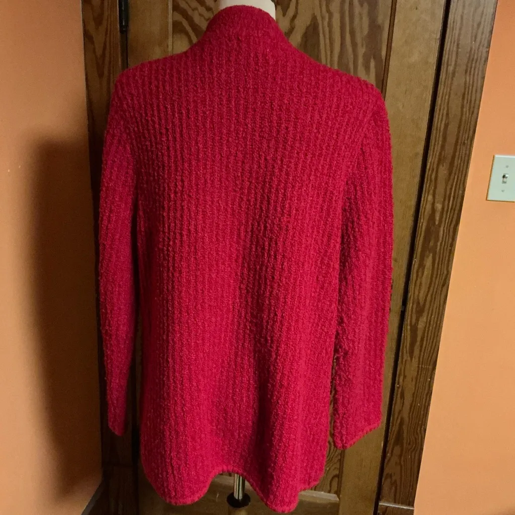 Vtg 80s Bright Red Objectives Fuzzy Cardigan Size XL - Image 6