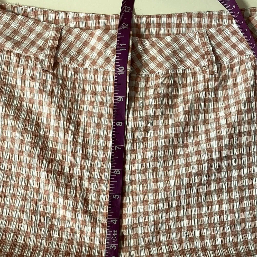 Pink & White Gingham High Waist Pants Size S NWOT - Image 7