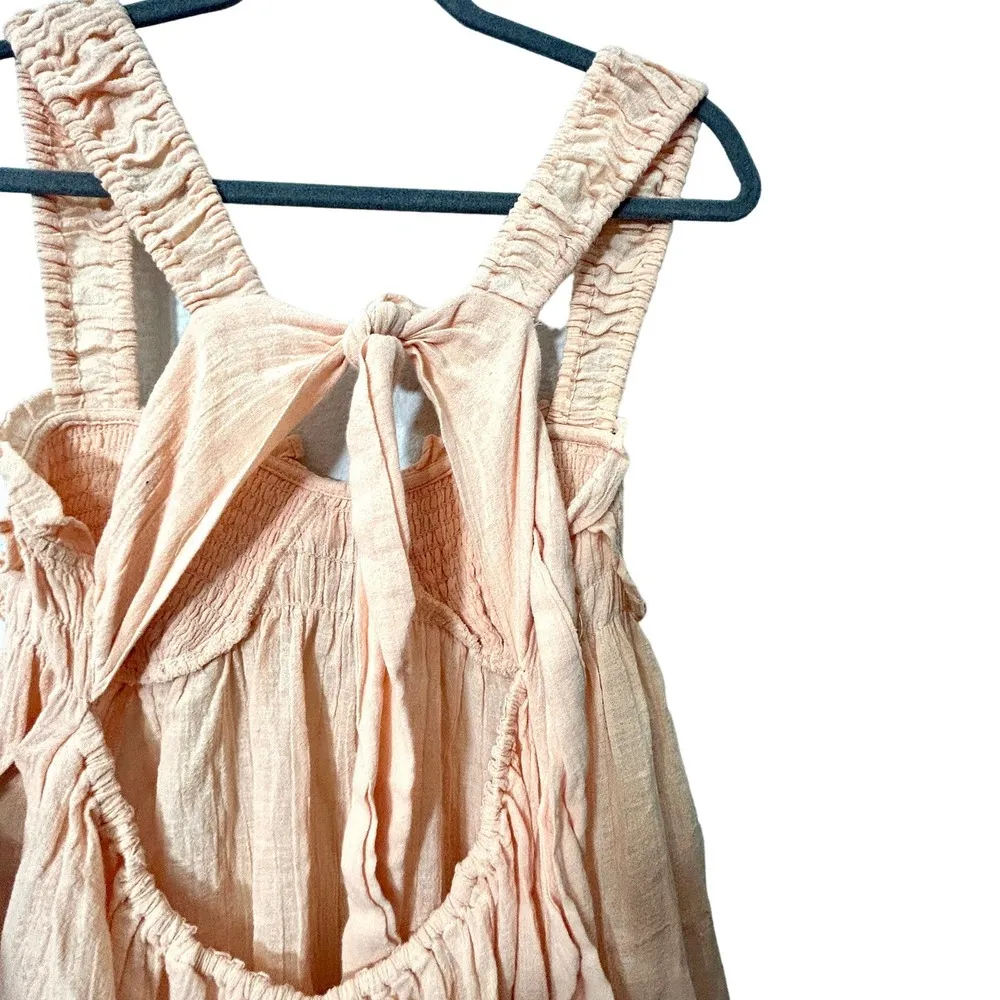 NEW Free People Peach Blissful Breeze Gauzy Tie Back Sundress Size Medium - Image 8