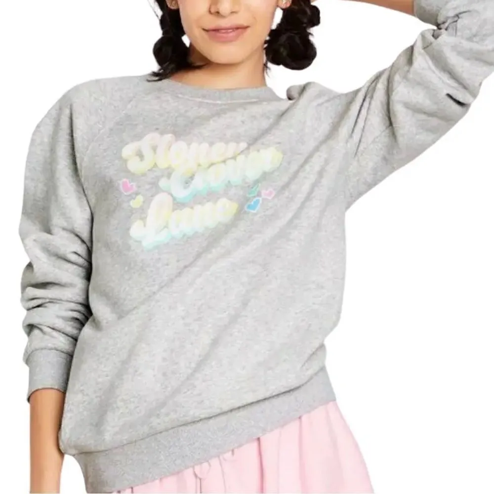 Stoney Clover Lane for Target Gray Pastel Logo Crewneck Sweatshirt - Image 3