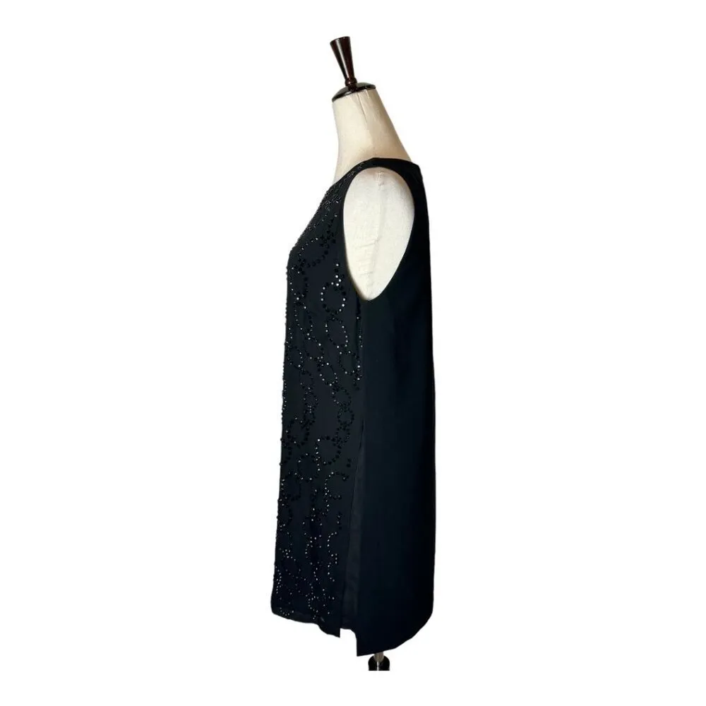 Diane Von Furstenberg Dress Women 6 Black Silk Jeweled Shift Mini Cocktail Party - Image 7