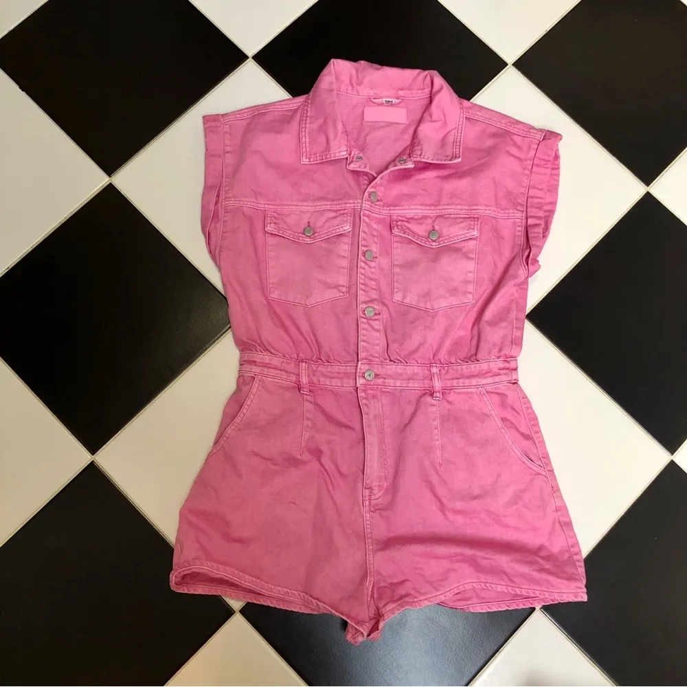 Pink Shadow Romper Sleeveless Retro Mechanic Boilersuit Moto Barbie L - Image 5