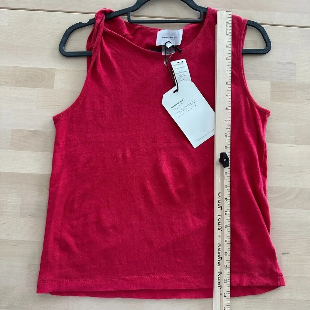 Current Elliott Tank Top Womens XS 0 Red Linen Cotton Elevated Basic Natural - Image 10