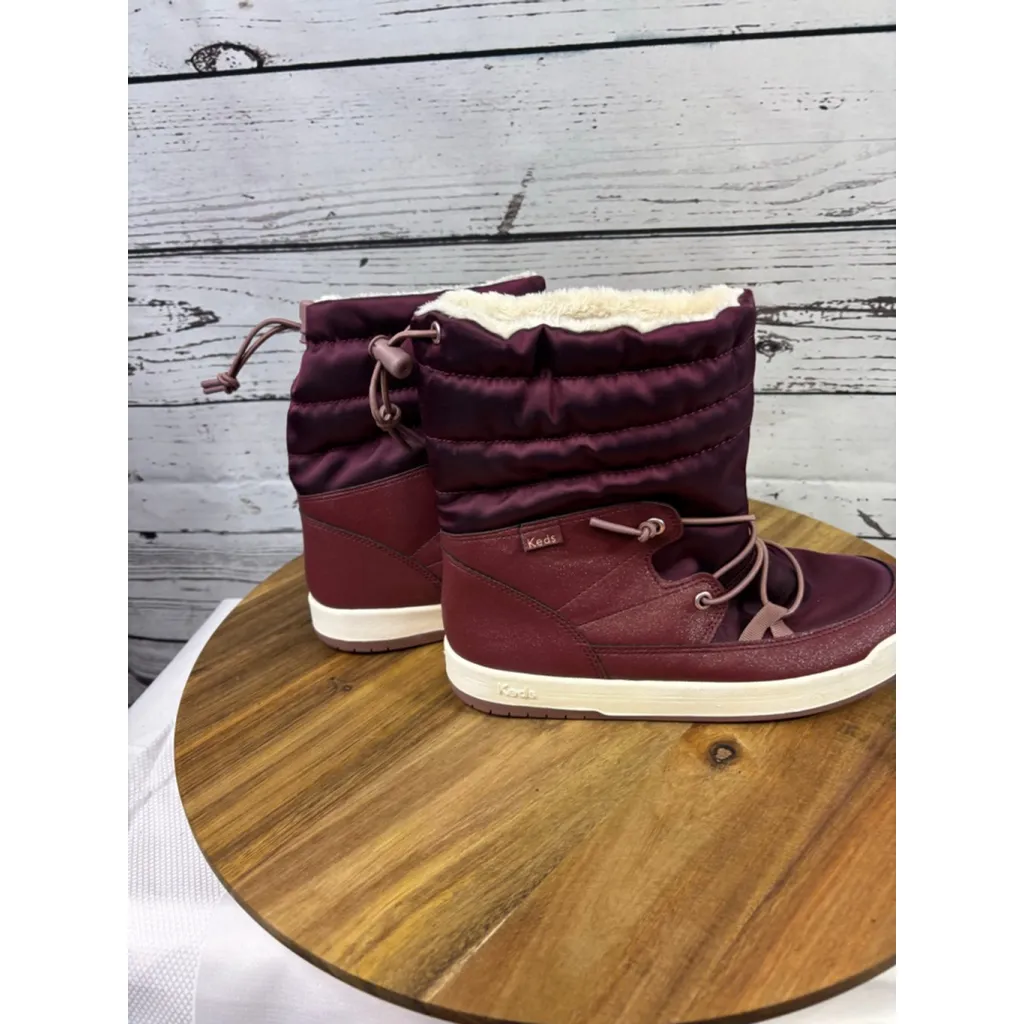 Women's Keds Burgundy Winter & Rain Boots 7.5 with White Soles - Image 2