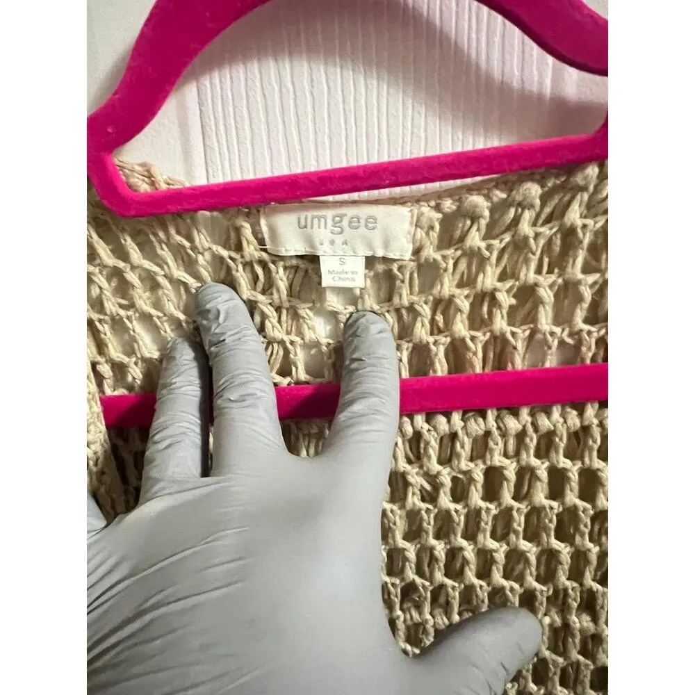 Umgee Vest Womens Size Small Tan Fringe Crochet Bohemian Festival Hippie Boho - Image 4