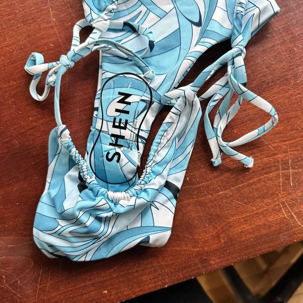 NWOT SHEIN bandeau High Rise Cheeky Side Tie Bikini Set Size Medium - Image 5