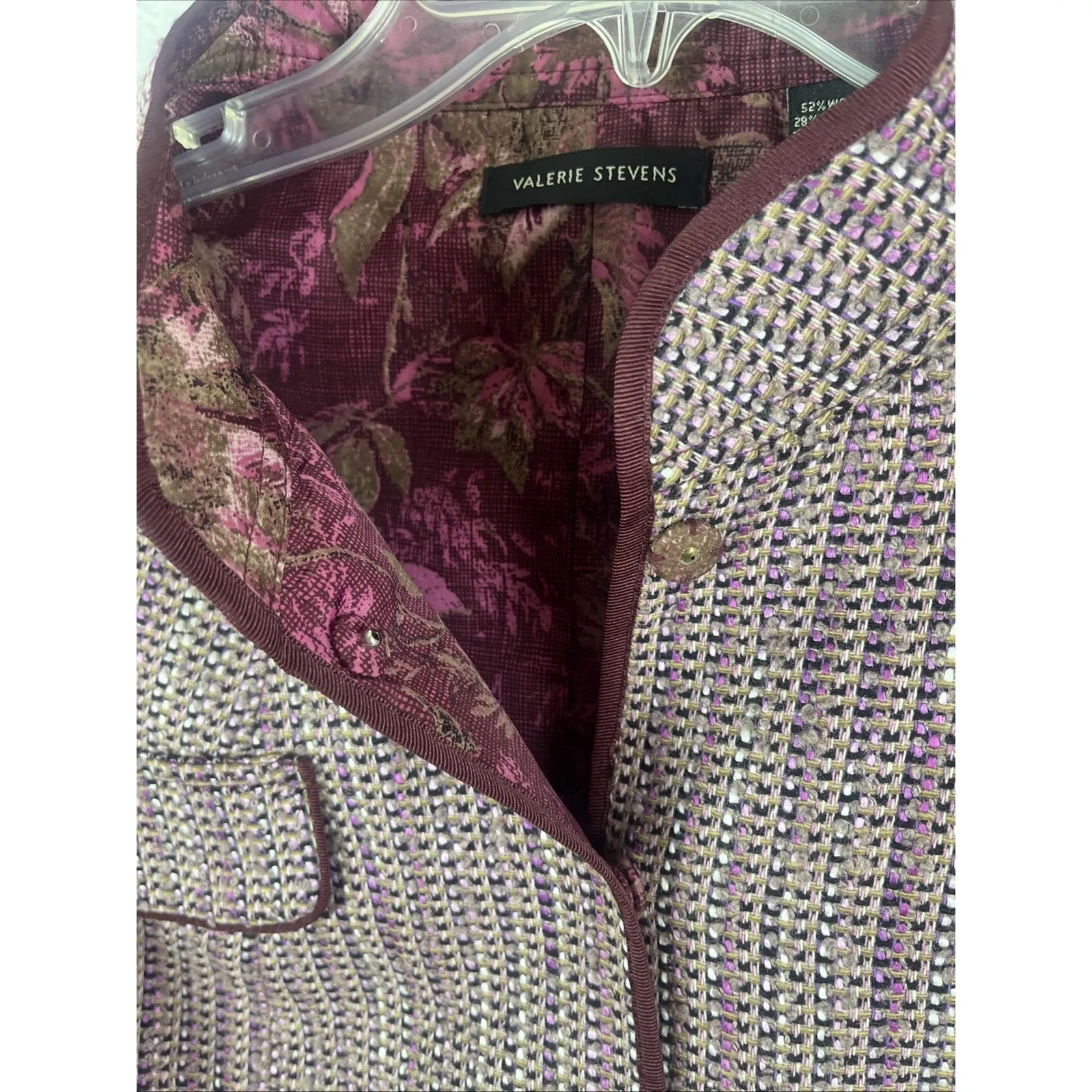 Valerie Stevens Wool Blend Women's Boucle Tweed Classic Blazer Size 14 - Image 6