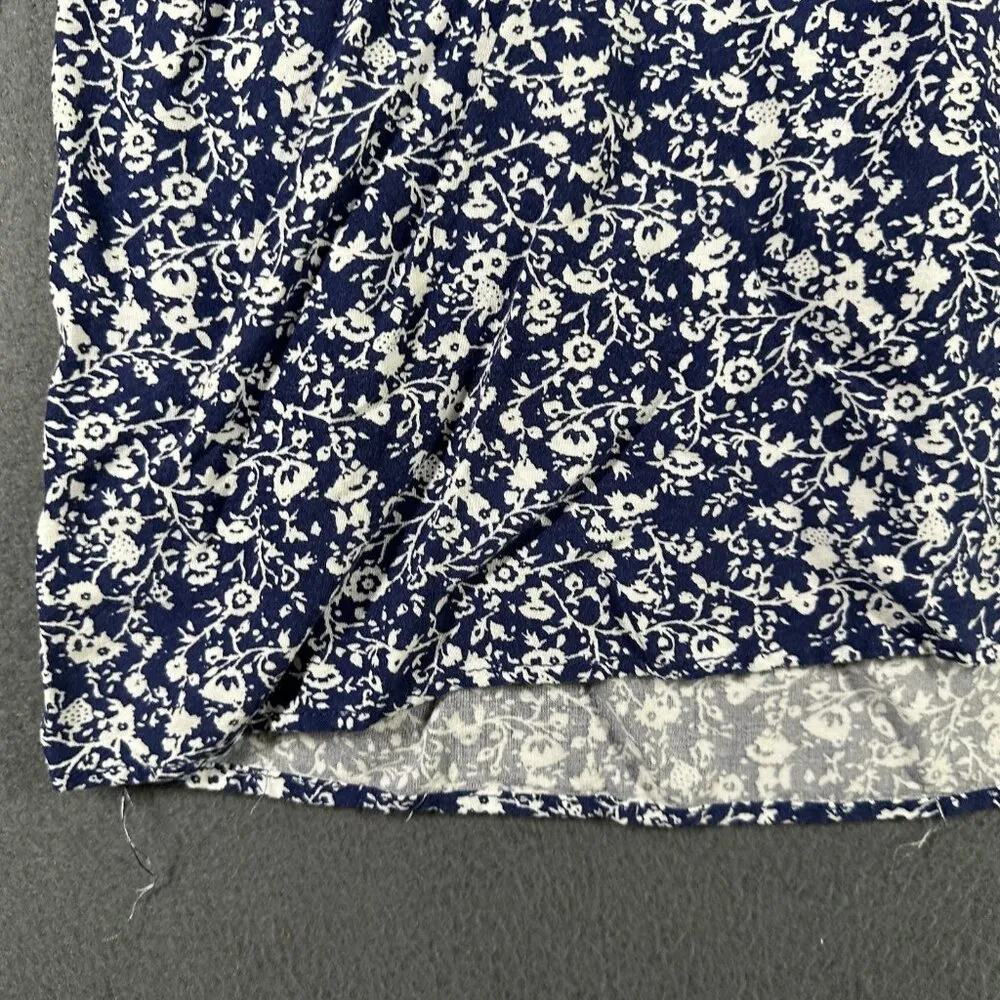 Anne Carson Shirt Womens Medium Blue White Floral 3/4 Sleeve Tie Cuff Blouse Top - Image 5