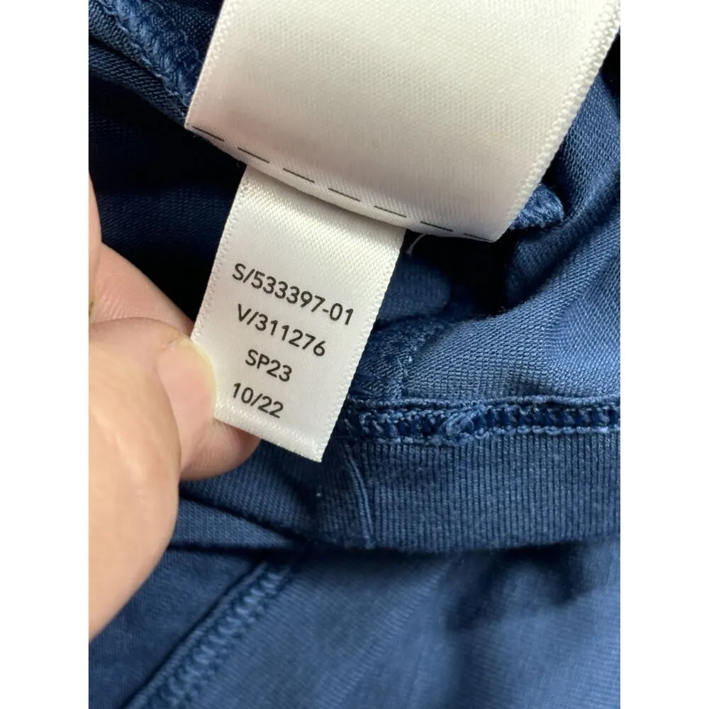 Athleta Air Out Cinch Tee Blue S/S Scoop Neck Elastic Cut-Out Back Women's Small - Image 7