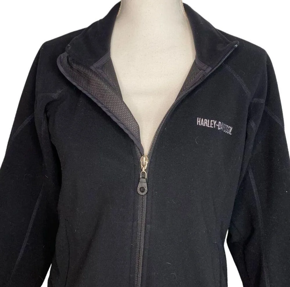 Harley Davidson Riding Jacket Fleece Wind Stopper Black Coat Women's Size Small - Image 5