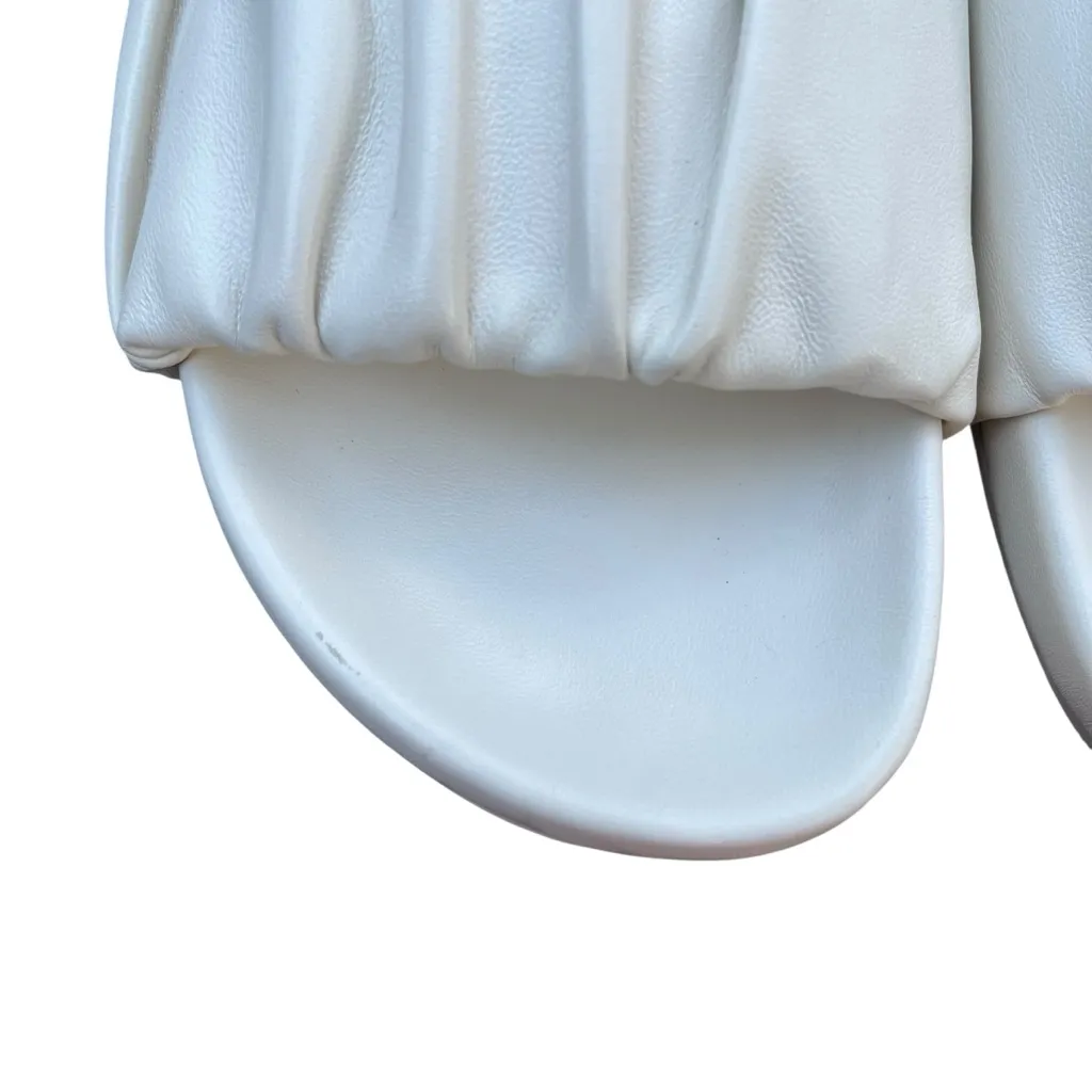 J. Crew Marlow sandal slides in buttery soft ivory leather with ruching detail - Image 6