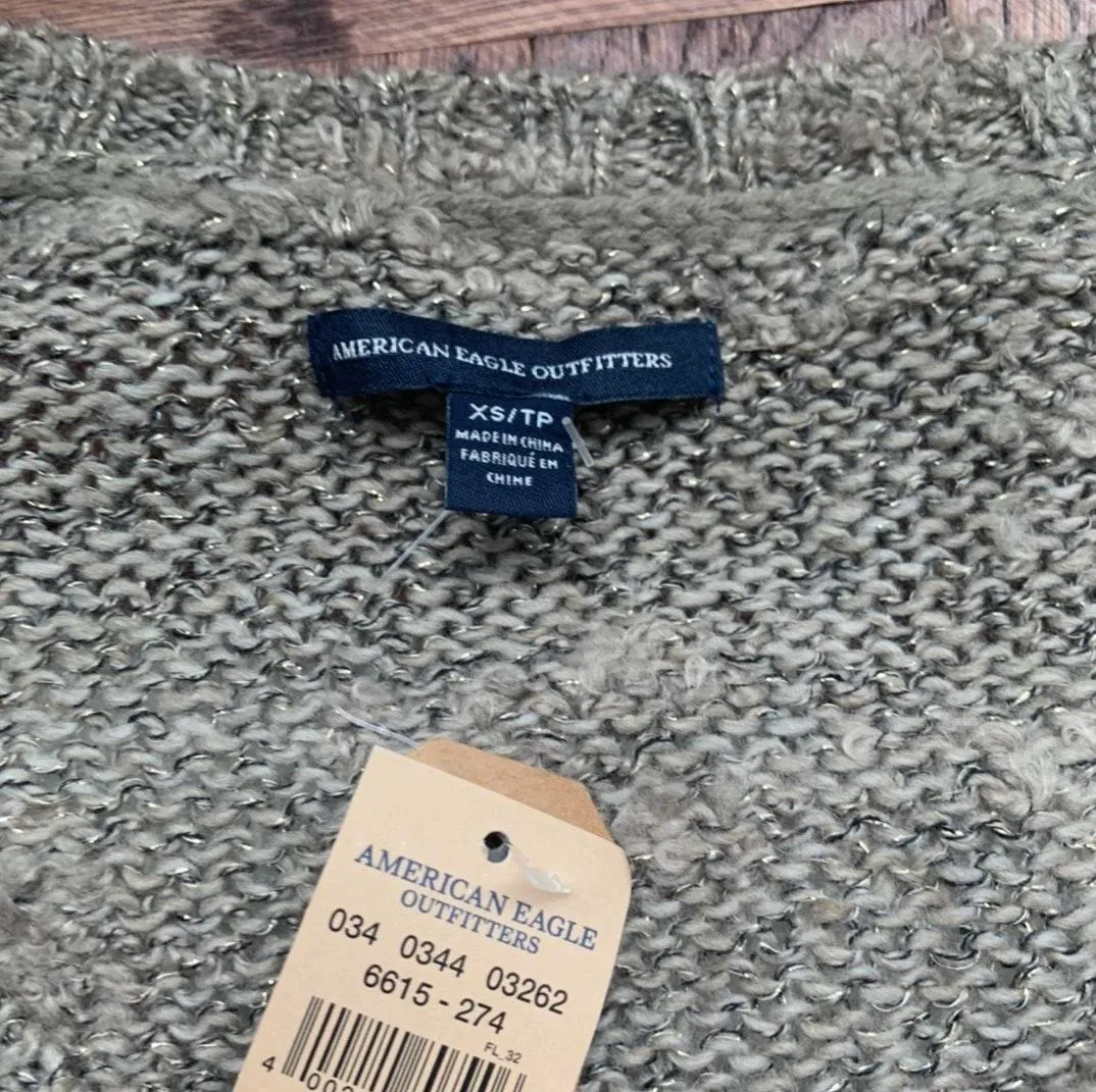 AEO Taupe Tan V Neck Knit Sweater Size XS NWT - Image 5