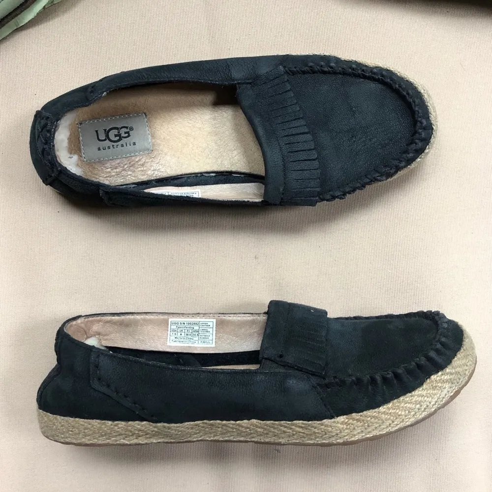 Ugg Australia Marrah Black Leather Moccasins‎ 7.5 - Image 2