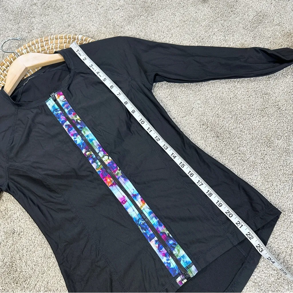 Athleta Women’s Floral Fade Ful Zip Rashguard Top Outdoor Beach in Black Size S - Image 15