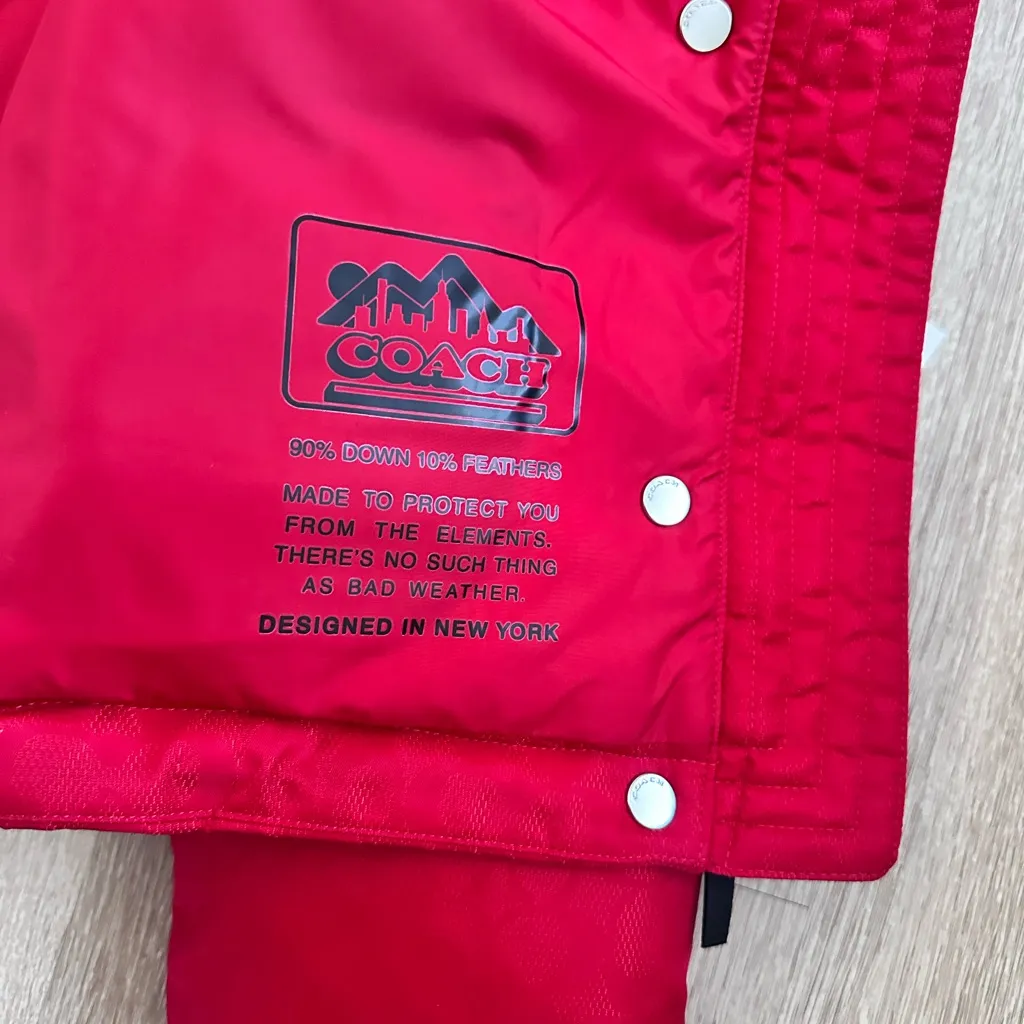 NWT Coach Signature Jacquard Short Down Puffer Jacket – Size XS - Image 10