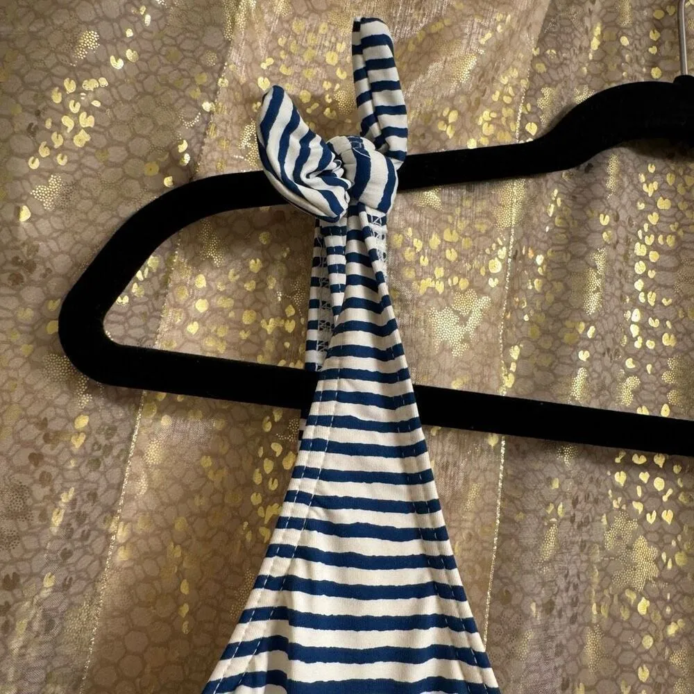 LAUREN Ralph Lauren Blue Striped Lace Up Back One Piece Swimsuit Size 16 - Image 3